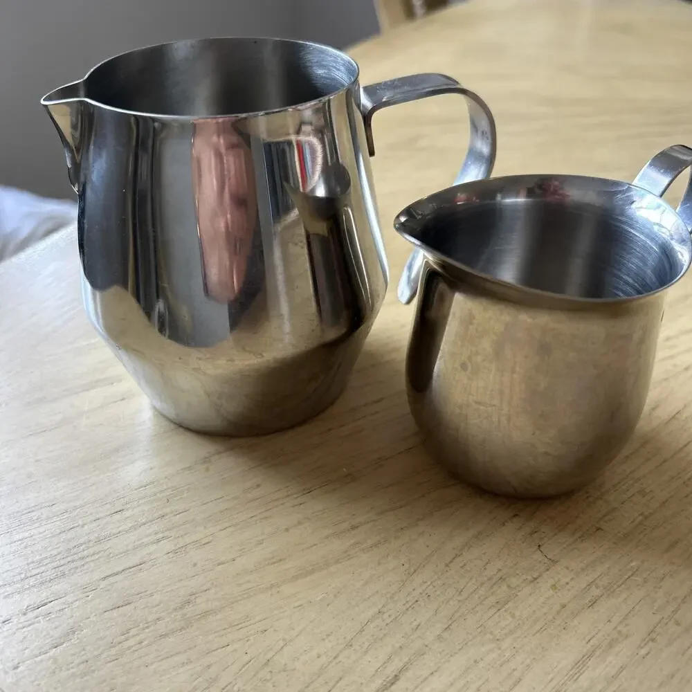 Milk Frothing Pitcher and Mini Creamer Cup 18/8 Stainless Steel Coffee Creamer